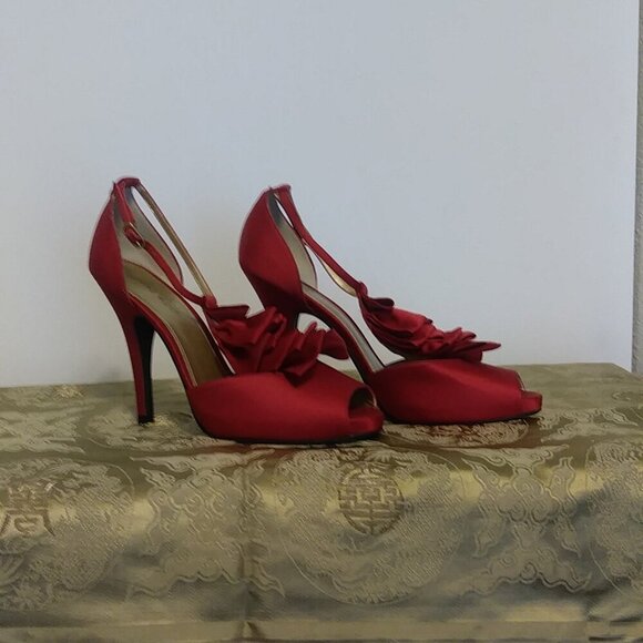 Fancy Dress Women's Nine West Red Heels - Size 8M - Picture 4 of 14